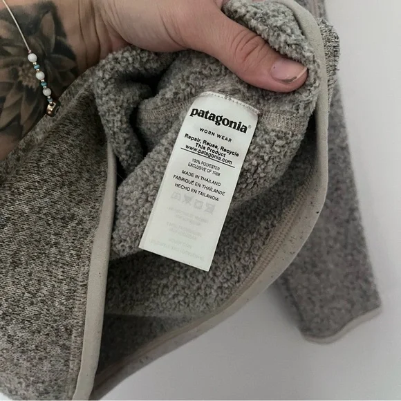 Patagonia Gray Quarter-Zip Fleece Pullover Cozy Cabincore Fall Winter Sweater - Picture 7 of 9